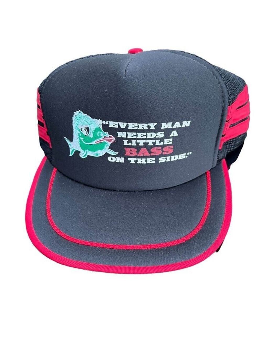 NWOT Vintage 80s Bass Fishing Trucker Ball Cap Hat OS